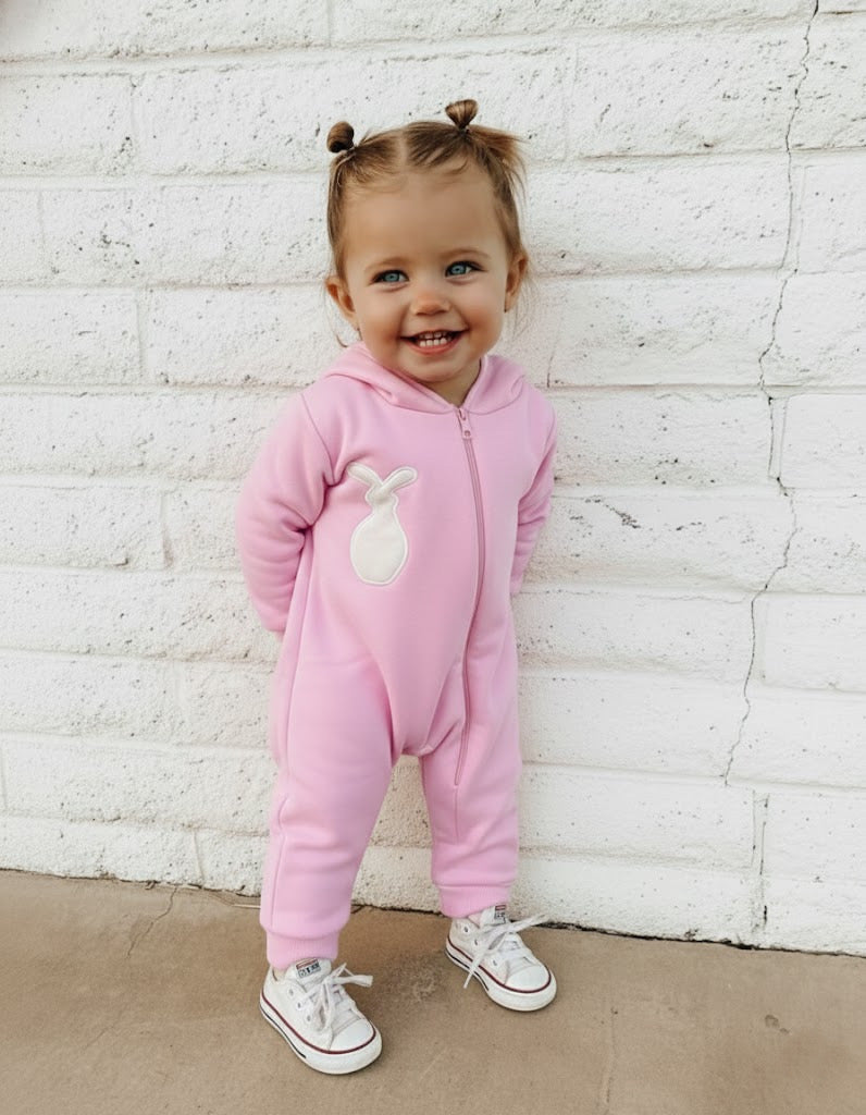 Pink Bunny Hooded Romper