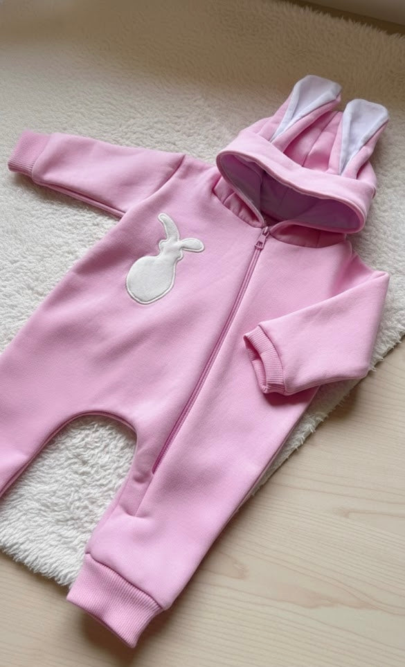 Pink Bunny Hooded Romper